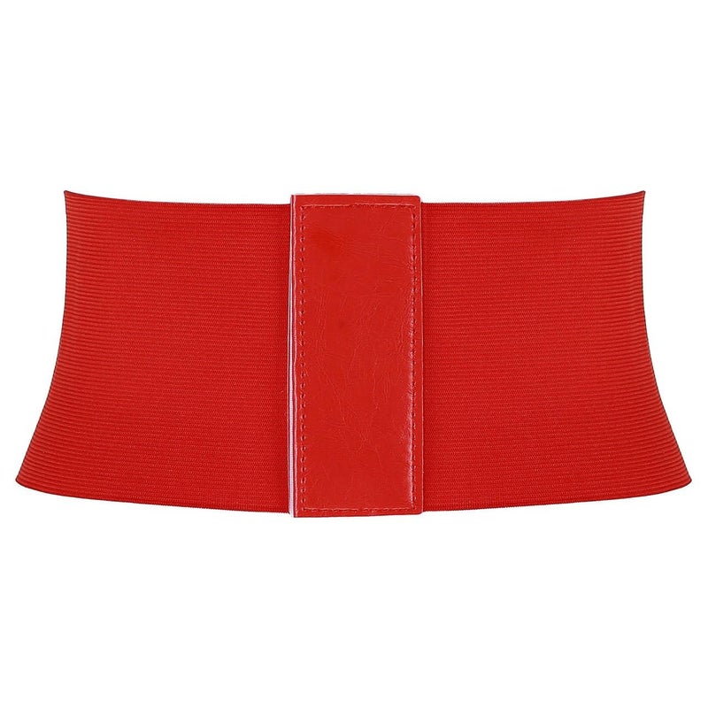Ayliss Women Elastic Wide Band Tied Waspie Corset Waist Cincher Belt,Red - Image 4